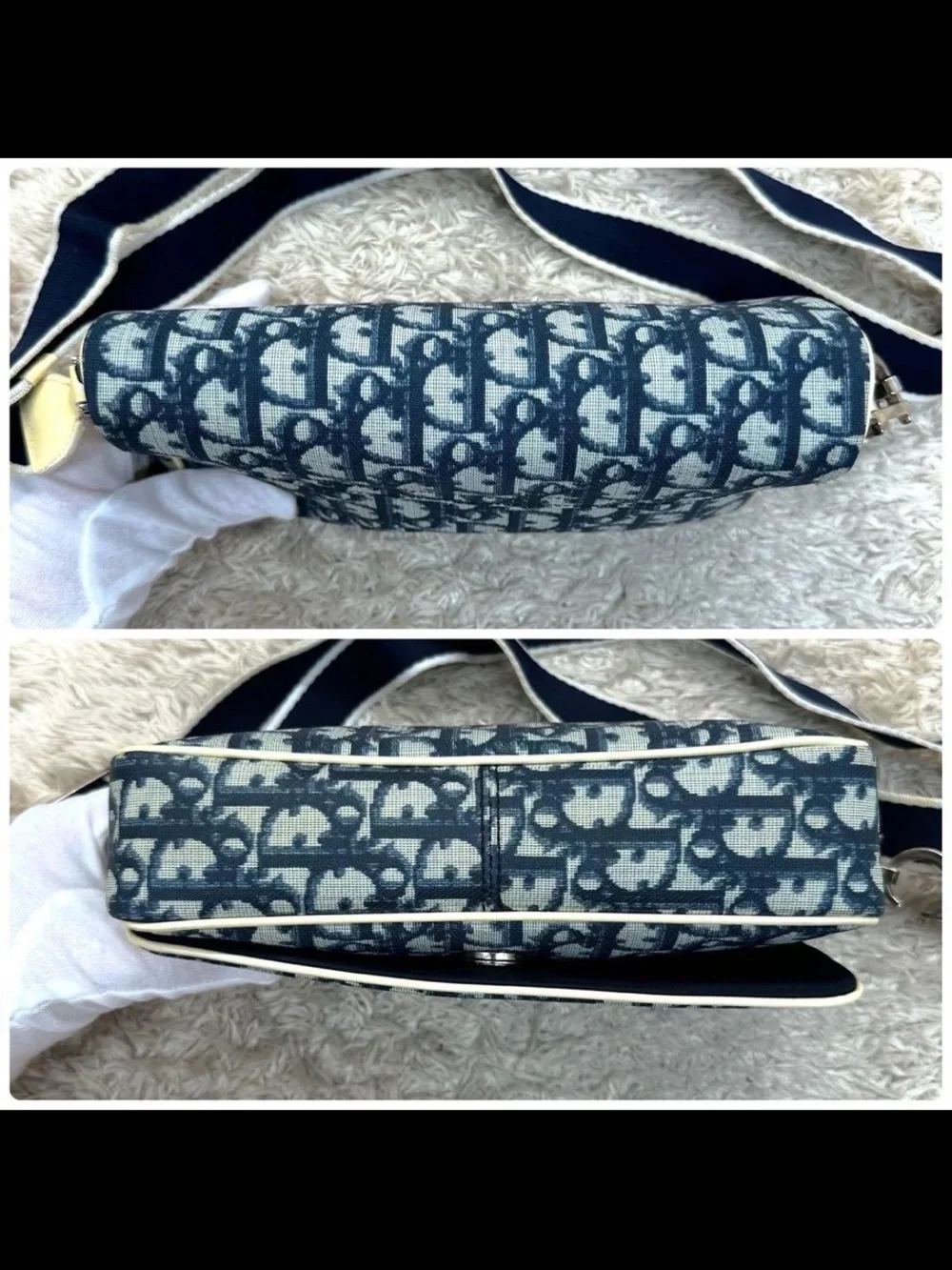 Dior Navy Blue and Cream Crossbody Bag